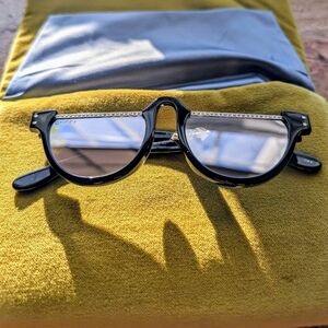 Gucci GG1368SS Sunglasses Black Half Rim Crystal Mirror Authentic NWT Designer